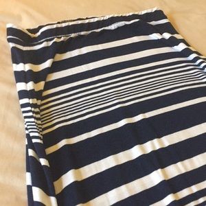 Navy & White Long Striped Skirt